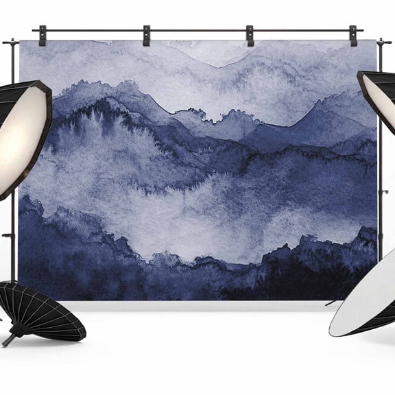 Navy Blue Ombre Mountain Backdrop for Photoshoot,Photography Photo Studio Background Wall Backdrop,Nature Abstract Art Marble Back Drop Banner Panel for Portraits Wedding Party Live Streaming 10x8Ft