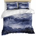 thumbnail image 1 of Navy Blue Ombre Mountain Bedding 3 Piece Duvet Cover Set California King, Nature Abstract Art Marble Soft Microfiber Comforter Cover with Zipper Closure & Pillowcases, FadeResistant Quilt Cover, 1 of 9