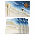 thumbnail image 1 of Navy Blue Ombre Ocean Placemats Set of 4, Watercolor Coastal Beach Waves Placemats for Dining Table, Place Mats for Kitchen Tabletop, Waterproof Wipeable Dining Table Mats Set, 1 of 9