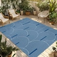 thumbnail image 1 of Navy Blue Ombre Outdoor Rug for Patio/Deck/Porch, Non-Slip Large Area Rug 5 x 7 Ft, Farmhouse Stripes Modern Abstract Art Indoor Outdoor Rugs Washable Area Rugs, Reversible Camping Rug Carpet Runner, 1 of 8