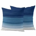 thumbnail image 1 of Navy Blue Ombre Outdoor Waterproof Pillow Covers, Modern Abstract Art Blue White Striped Decorative Square Throw Pillowcase Sofa Cushion Sham for Patio/Couch/Chair, 26"x26" 2 Pack, 1 of 8