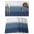 thumbnail image 1 of Navy Blue Ombre Placemats Set of 4, Modern Abstract Art Texture Placemats for Dining Table, Place Mats for Kitchen Tabletop, Waterproof Wipeable Dining Table Mats Set, 1 of 9