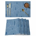 thumbnail image 1 of Navy Blue Ombre Placemats Set of 8, Farmhouse Stripes Modern Abstract Art Placemats for Dining Table, Place Mats for Kitchen Tabletop, Waterproof Wipeable Dining Table Mats Set, 1 of 9