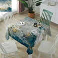 thumbnail image 1 of Navy Blue Ombre Rectangle/Square/Round Waterproof Tablecloths 60x60 inch Modern Geometric Yellow Oil Painting Abstract Art Polyester Table Cloth Table Cover Tabletop for Wedding Party, 1 of 5