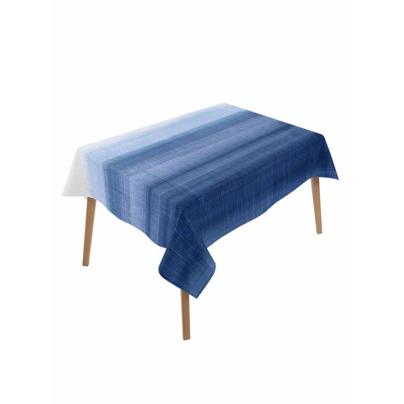 Navy Blue Ombre Rectangle Tablecloth, Farmhouse Modern Gradient Waterproof & StainResistant Tablecloth, Washable Oil-proof Table Cover for Dining/Party/Wedding/Camping/Buffet 52x70 In