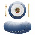 thumbnail image 1 of Navy Blue Ombre Round 13 Inch Placemats Set of 8, Black Hockey Sticks Minimalist Style HeatResistant Non Slip Place Mats for Dining Table, Wipeable Braided Kitchen Table Mats for Housewarming, 1 of 9