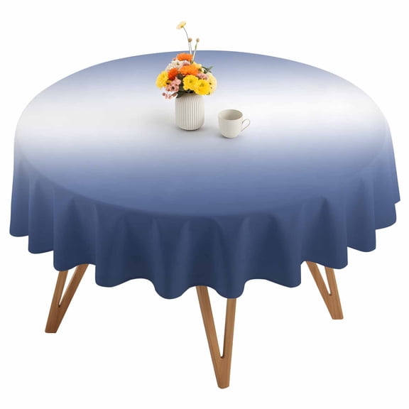 Navy Blue Ombre Round Tablecloth 54 inches Modern Gradient Abstract Art Minimalist Waterproof Oil-Proof Table Cloth Round Table Cover for Holiday Party Picnic Dinner Decor Indoor and Outdoor Use