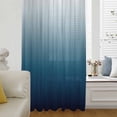 thumbnail image 1 of Navy Blue Ombre Semi Sheer Curtains Drapes for Living Room, Bedroom, French Doors Window 45 Inches Long, Contemporary Gradient Abstract Art Rod Pocket Chiffon Curtain Drapery Voile Draperies Panel, 1 of 8