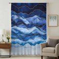 thumbnail image 1 of Navy Blue Ombre Sheer Curtains 54 Inches Long, Modern Moire Abstract Art Luxury Light Filering Curtains, Breathable Simi Curtain Privacy Drapes for Kitchen Bathroom Nursery Small Window Treatment, 1 of 9