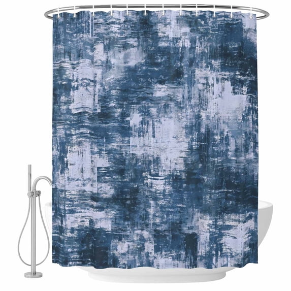 Navy Blue Ombre Shower Curtain, Waterproof Shower Curtains for Bathroom, Gradient Abstract Art Vintage Washable Fabric Bathtub Curtain Set Bath Decor with 12 Hooks 72"x78"