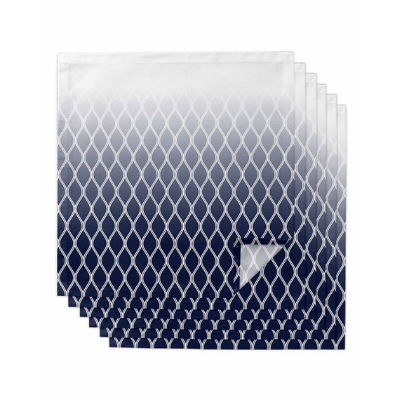 Navy Blue Ombre Stripe Cloth Napkins Set of 6 Reusable Dinner Napkins, Modern Abstract Gradient Striped Cocktail Napkin Washable Table Napkins for Wedding/Holiday Party/Baby Shower 20"x20"