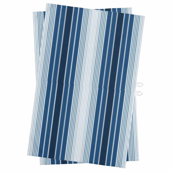 Navy Blue Ombre Stripe Kitchen Towels Set of 2, Water Absorbent Dish Towel, Farmhouse Simple Striped Decorative Hand Towels - Quick Drying Cloth for Cooking Baking, 18x28 Inch