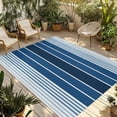 thumbnail image 1 of Navy Blue Ombre Stripe Outdoor Rug 5x7 Ft - Reversible Patio Rug Outdoor Camping Rugs, Farmhouse Striped Gradient Washable Indoor Outdoor Area Rugs, Non-Slip Outdoor Carpet Runner for Deck/Porch, 1 of 8