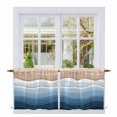thumbnail image 1 of Navy Blue Ombre Stripe Tier Curtains, Abstract Summer Beach Coastal Light Filtering Kitchen Curtains, 2Pcs Rod Pocket Half Window Treatments Panels for Sink Cafe Cabinet Camper 27.5x24 Inches, 1 of 9