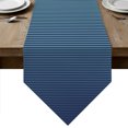 thumbnail image 1 of Navy Blue Ombre Striped Table Runner Linen Burlap Table Runner 72 Inches Long Blue Line Stripes Farmhouse Dresser Scarves for Kitchen Island Coffee Dining Room Party Wedding Holiday Decor 16"x72", 1 of 8