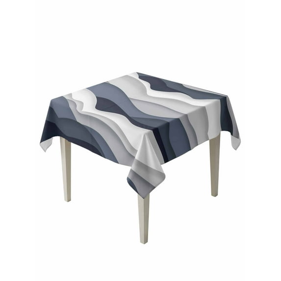 Navy Blue Ombre Table Cloth, Modern Geometric Moire Abstract Art Waterproof Tablecloth for Square Tables, Reusable Washable Fabric Table Cover for Restaurant Kitchen Dining Tables 60"x60"