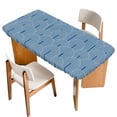 thumbnail image 1 of Navy Blue Ombre Table Cloths for 3 Foot Rectangle Tables, Farmhouse Stripes Modern Abstract Art Patio Waterproof Elastic Fitted Tablecloths, Washable Rectangular Table Cover for Camping, 1 of 8