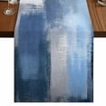 thumbnail image 1 of Navy Blue Ombre Table Runner 108 Inches Long, Modern Oil Painting Geometric Cotton Linen Table Runners Dresser Scarves, Decorative Fabric Tabletop Scarf Furniture Cover for Home Dinner Party 13"x108", 1 of 8