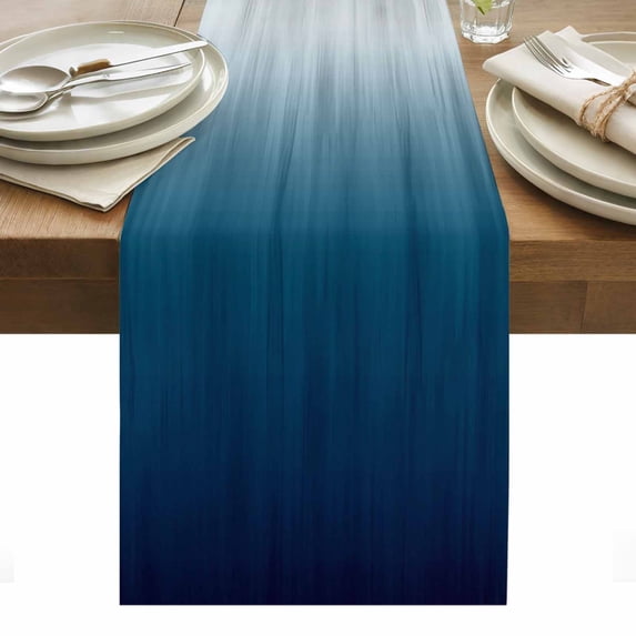 Navy Blue Ombre Table Runner - 36 Inch Long, Kitchen Dining Table Runner Dresser Scarves, Contemporary Gradient Abstract Art Farmhouse Decor for Coffee Tables Wedding Party Banquet