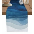thumbnail image 1 of Navy Blue Ombre Table Runner Modern Moire Gradient Watercolor Tablerunners 13 x 120 Inch, Table Decorations Tabletop Scarf for Summer Gathering Holiday Farmhouse Kitchen Dining Decor, 1 of 6