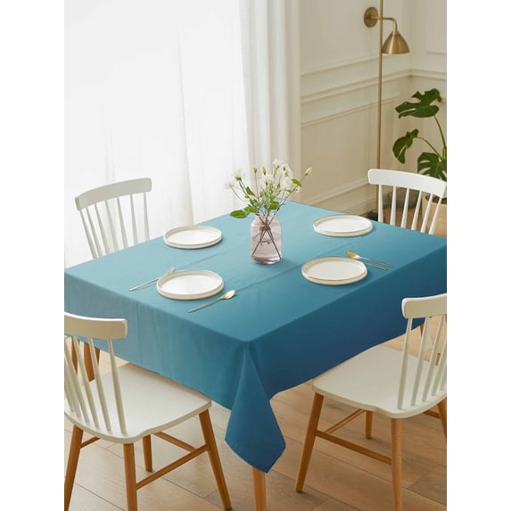 Navy Blue Ombre Tablecloth Rectangle Table Cloth 60x102, Waterproof Tablecloth Outdoor Table Cloth, Teal White Gradient Modern Abstract Art Washable Table Cover for Kitchen Dinning Party