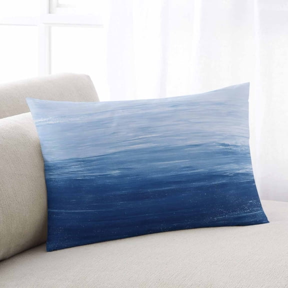 Navy Blue Ombre Throw Pillow Covers, Modern Abstract Art Ocean Oil Painting Soft Breathable Pillow Cases with Invisible Zipper for Sleeping, Body Pillowcases for Couch Bed Sofa Chair 24x36 Inches