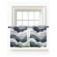 thumbnail image 1 of Navy Blue Ombre Tier Curtains 36 Inch Length,Sheer Curtains for Bedroom Living Room Window Modern Geometric Moire Abstract Art Rod Pocket Drapes Kitchen Curtains Small Half Window 27.5"x36" 2 Panels, 1 of 7