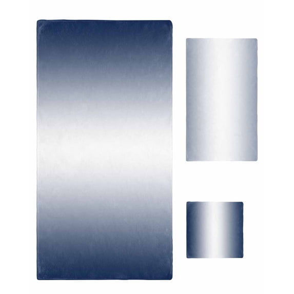 Navy Blue Ombre Towel Set of 3, Soft Microfiber Bath Towels, Hand Towel, Washcloths, Blue White Gradient Modern Abstract Art Quick-Dry Absorbent Towels for Bathroom Kitchen Hotel Beach Gym Spa