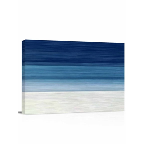Navy Blue Ombre Wall Art for Living Room,Canvas Picture Wall Decor for Bathroom Bedroom,Modern Abstract Art Blue White Striped Painting Artwork for Office Kitchen Hallway Dining Room Decor 12"x16"