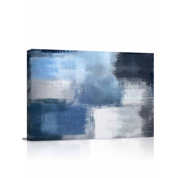 Navy Blue Ombre Wall Art for Living Room,Canvas Picture Wall Decor for Bathroom Bedroom,Modern Oil Painting Geometric Painting Artwork for Office Kitchen Hallway Dining Room Home Decorations 12"x16"