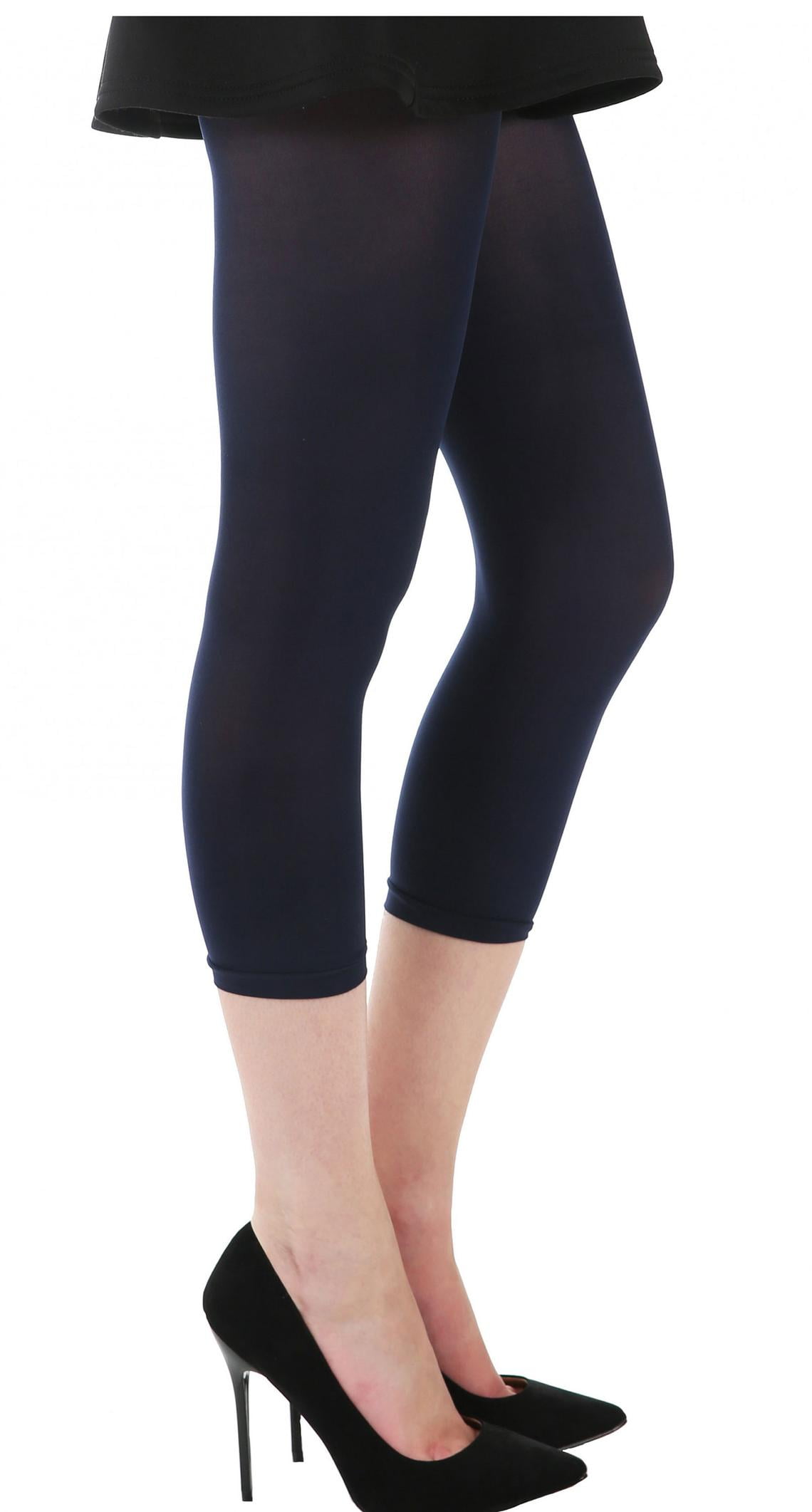 Navy Blue Opaque Capri Footless Tights for Women