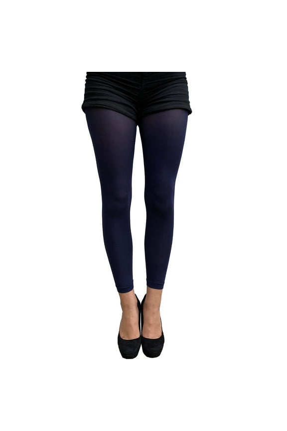 Navy Blue Opaque Footless Tights for Women