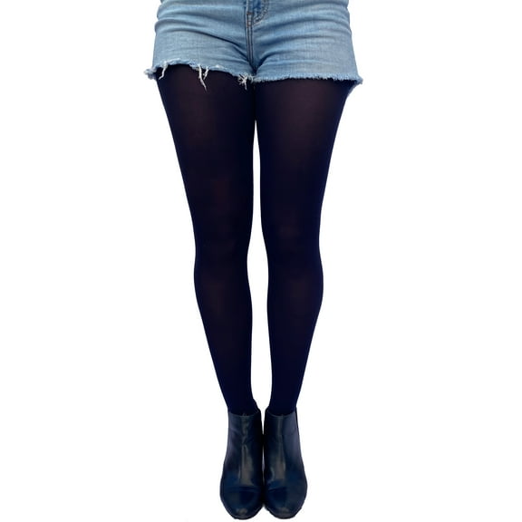 Navy Blue Opaque Full Footed Tights, Pantyhose for Women