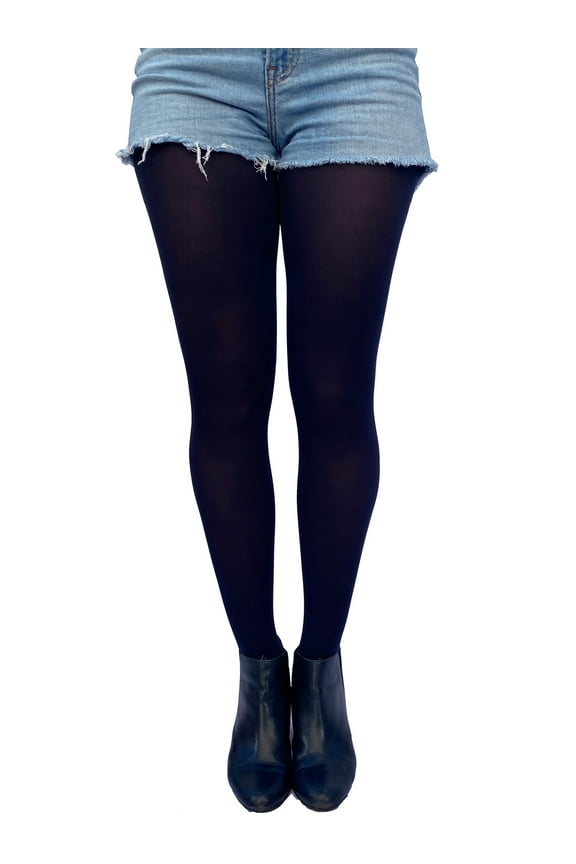 Navy Blue Opaque Full Footed Tights, Pantyhose for Women