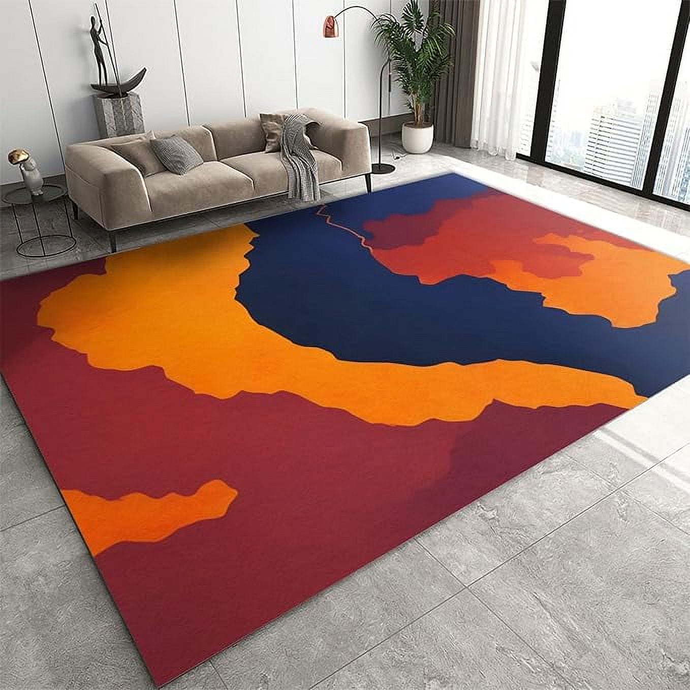 Fernand Dark Blue Orange Area Rug Blue Orange Dark Blue Orange Area