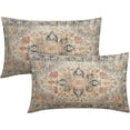 thumbnail image 1 of Navy Blue Orange Boho Lumbar Pillow Covers 12x20 Set of 2 Carpet Design Ethnic Bohemian Floral Pattern Rectangle Decorative Throw Pillow Cases Outdoor Farmhouse Decoration for Sofa Couch Bed, 1 of 6
