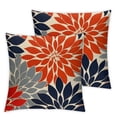 thumbnail image 1 of Navy Blue and Orange Grey Pillow Covers  Summer Fall Dahlia Floral Decorative Throw Pillows Cover Farmhouse Geometric  Outdoor Pillow Case for Home Couch Bed Sofa Decor, 1 of 7