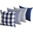 thumbnail image 1 of Navy Blue Outdoor Buffalo Plaid 20x20 Throw Pillow Covers Set of 4, Checkered Blue and White Decorative Pillow Covers 20 x 20, Farmhouse Decor Throw Pillows for Porch and Patio, 1 of 6
