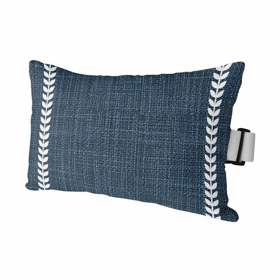 Navy Blue Outdoor Pillows for Chaise Lounge Chair Waterproof Lumbar Pillows with Insert&Adjustable Strap Beach Headrest Pillow Traditional Rustic Minimalist Striped Pattern Pool Pillow 11"x16"