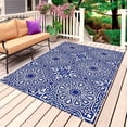 thumbnail image 1 of Navy Blue Outdoor Rug 5x7 Ft, Non Slip Washable Area Rug, Traditional Tribal Abstract Geometric Art Patio Rugs Carpet Runner, Large Floor Mat for Indoor/Outdoor Deck Porch Camping, 1 of 8