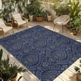thumbnail image 1 of Navy Blue Outdoor Rug for Patio/Deck/Porch, Non-Slip Large Area Rug 3 x 5 Ft, Boho Vintage Ethnic Tribe Abstract Art Indoor Outdoor Rugs Washable Area Rugs, Reversible Camping Rug Carpet Runner, 1 of 8