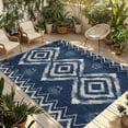 thumbnail image 1 of Navy Blue Outdoor Rug for Patio/Deck/Porch, Non-Slip Large Area Rug 3 x 5 Ft, Vintage Tribal Abstract Geometric Tie Dye Art Indoor Outdoor Rugs Washable Area Rugs, Camping Rug Carpet Runner, 1 of 8