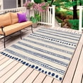 thumbnail image 1 of Navy Blue Outdoor Rug for Patio/Deck/Porch, Non-Slip Large Area Rug 4 x 6 Ft, Modern Geometric Abstract Art Striped Indoor Outdoor Rugs Washable Area Rugs, Reversible Camping Rug Carpet Runner, 1 of 8