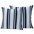 thumbnail image 1 of Navy Blue Outdoor Waterproof Pillow Covers, Modern White Geometric Vertical Stripes Decorative Square Throw Pillowcase Sofa Cushion Sham for Patio/Couch/Chair, 24"x24" 2 Pack, 1 of 8