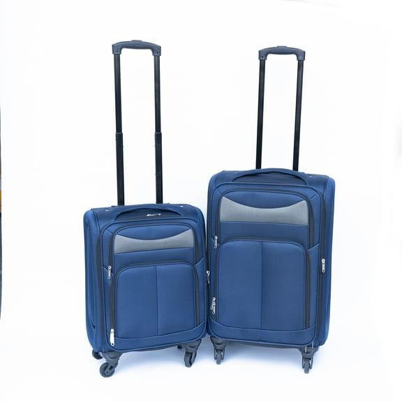 Navy Blue Oxford Cloth Suitcase 26" - Lightweight & Durable Softside Luggage with 360 Wheels & Lock. Water-Resistant Travel Bag.