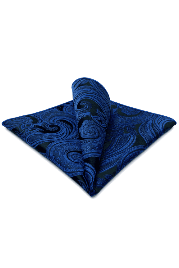 Navy Blue Paisley Silk Pocket Square Mens Hanky Designer Large