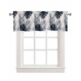 thumbnail image 1 of Navy Blue Palm Leaves Kitchen Valances for Windows Farmhouse Linen Window Valance Curtain for Living Room Window Treatment Tropical Botanical Retro Valance Rod Pocket Topper Drape, 42 x 12 Inch, 1 of 6