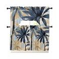 thumbnail image 1 of Navy Blue Palm Trees Swag Kitchen Curtains Sets for Windows 24 Inch Length, Vintage Summer Botanical Watercolor Short Window Curtain Panels Swags Valances and Tiers 3 Piece Set for Cafe/Dining Room, 1 of 5
