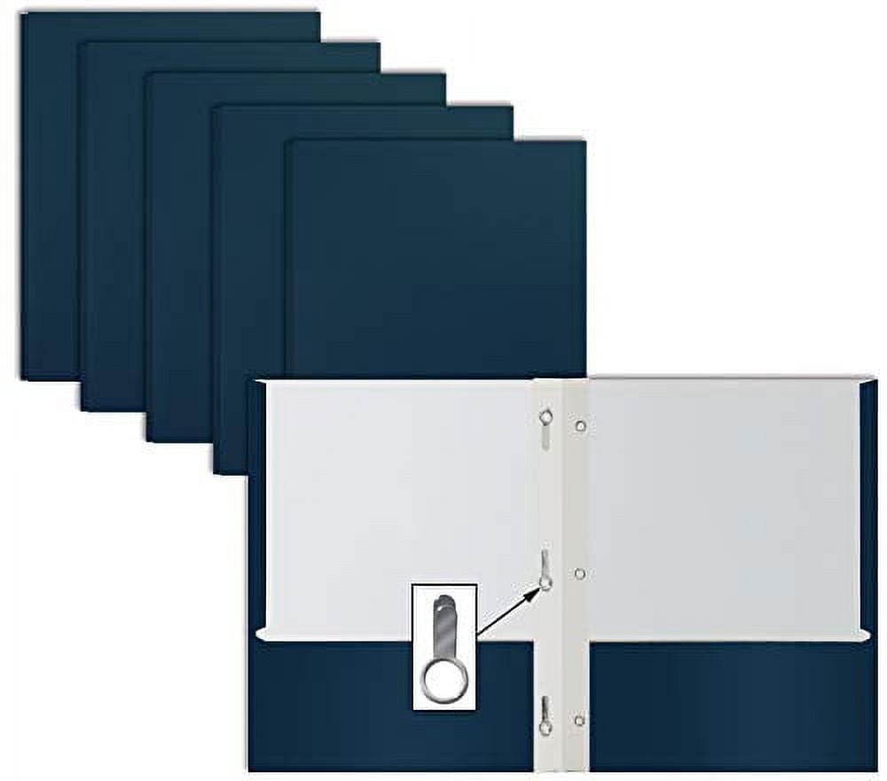 Navy Blue Paper 2 Pocket Folders with Prongs, 50 Pack, by Better Office Products, Matte Texture, Letter Size Paper Folders, 50 Pack, with 3 Metal Prong Fastener Clips, Dark Blue