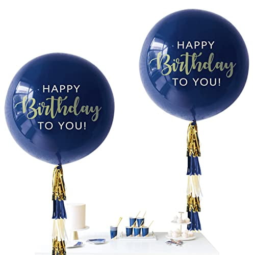 Navy Blue Party Decorations for Birthday Photoshoot - 2 Pack 36 Inch Giant Balloon Tassels Tails Garland for Baby Shower, Festival, and Event Supplies